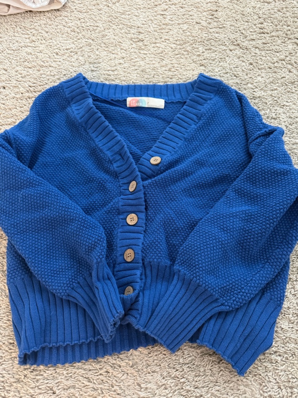 Free People Royal Blue Chunky Button Cardigan